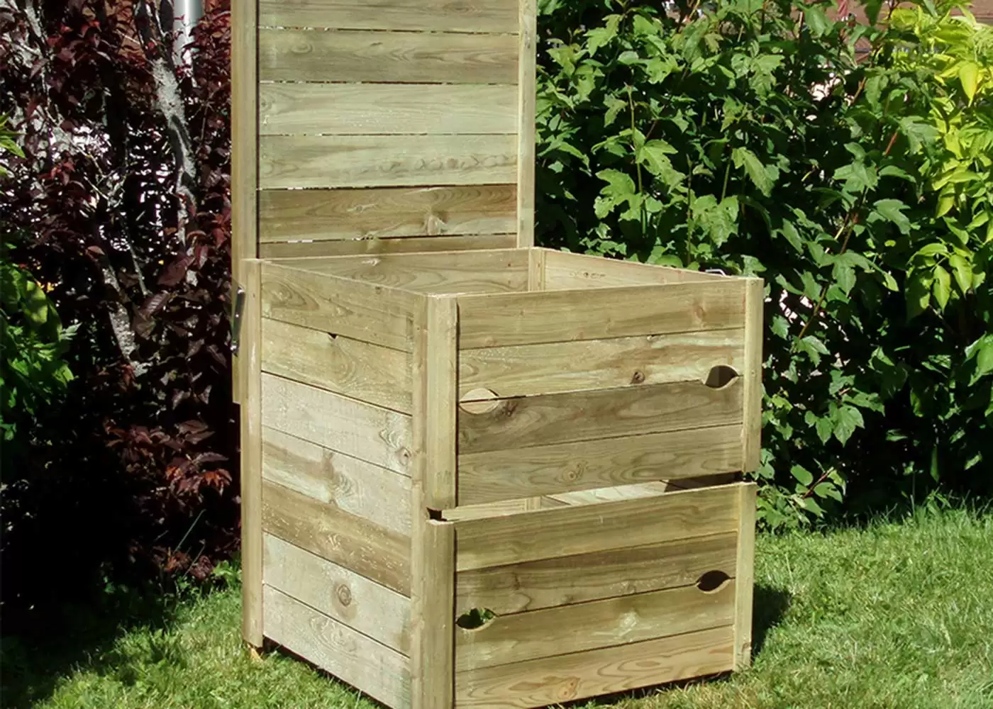 Composteur en bois naturel de 570 litres